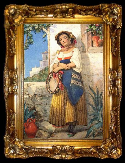framed  William Knight Keeling Tamburine Girl., ta009-2